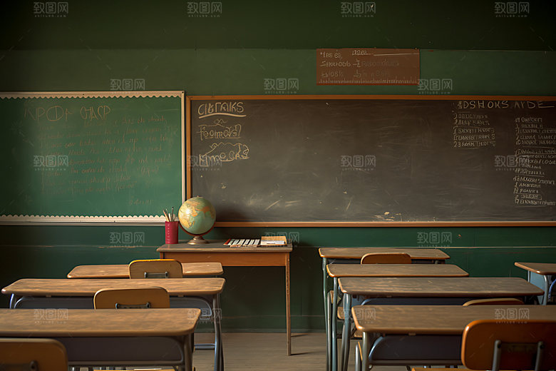 学校教室室内学习环境摄影图