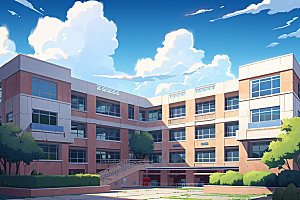 校园学习学校场景插画