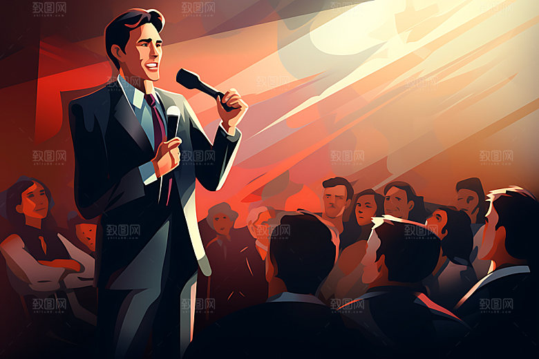 演讲现场教育插画