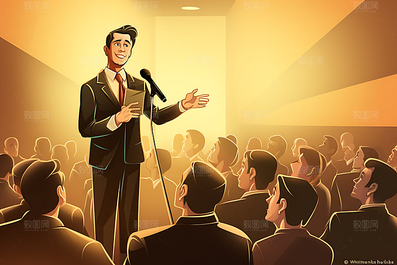 演讲商业扁平风插画