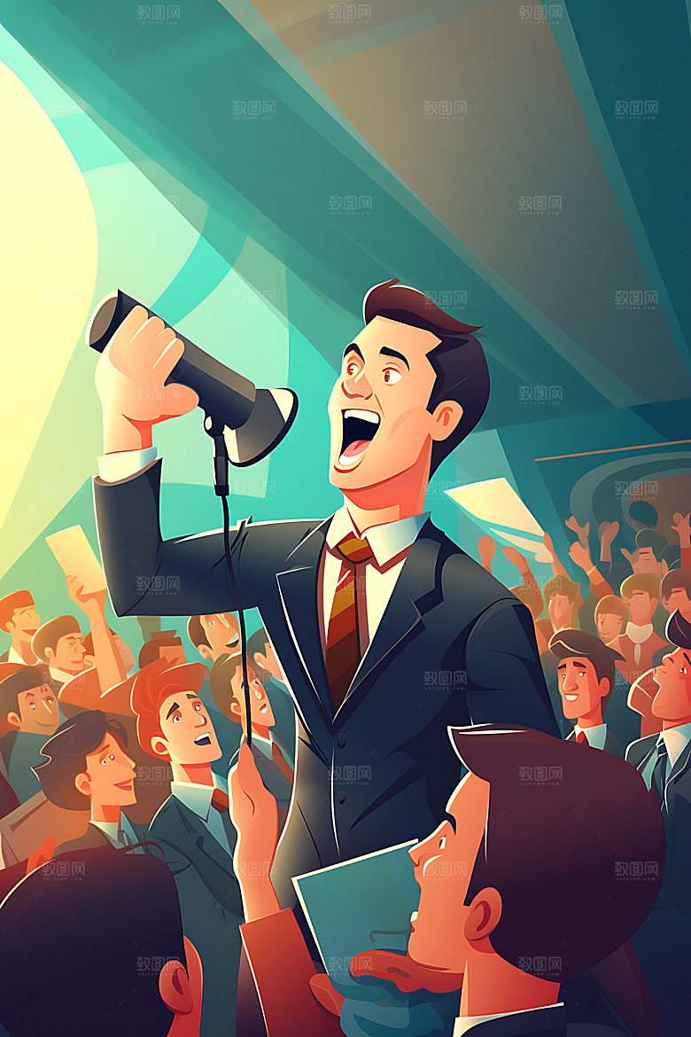 演讲商业教育插画