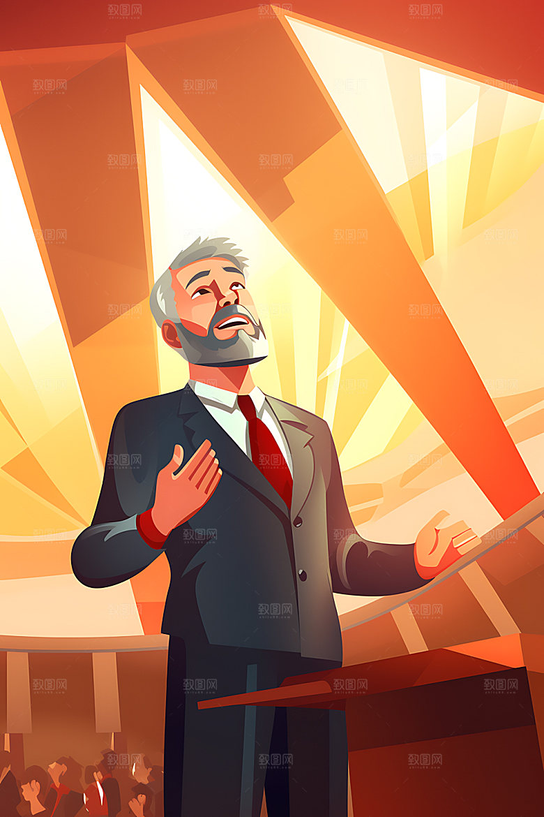 演讲现场商业插画