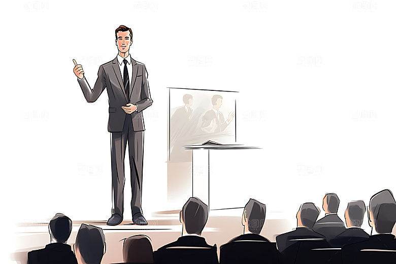演讲商业演说插画