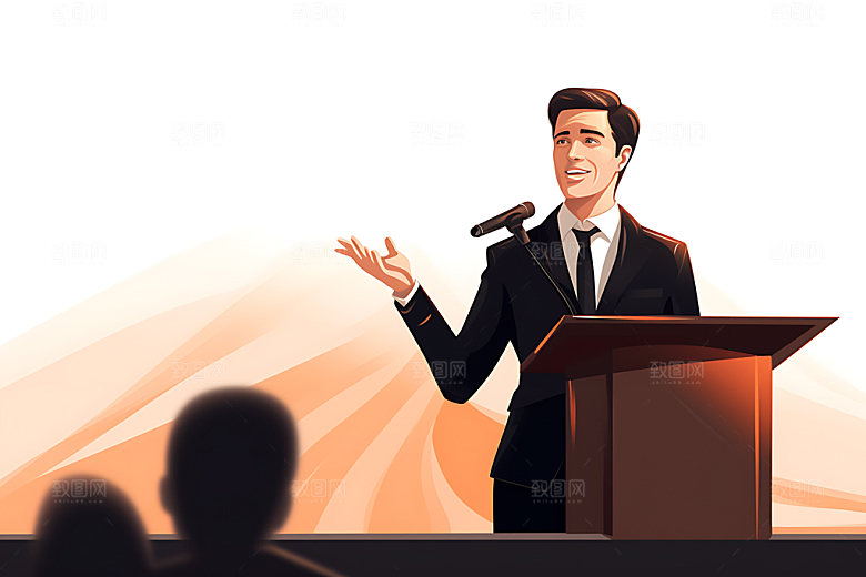 演讲商业扁平风插画