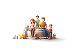 家人家庭聚会3D模型