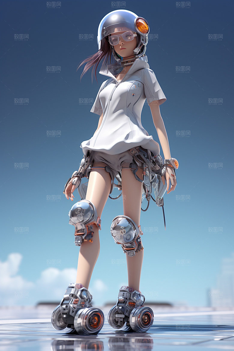机甲少女幻想人物模型
