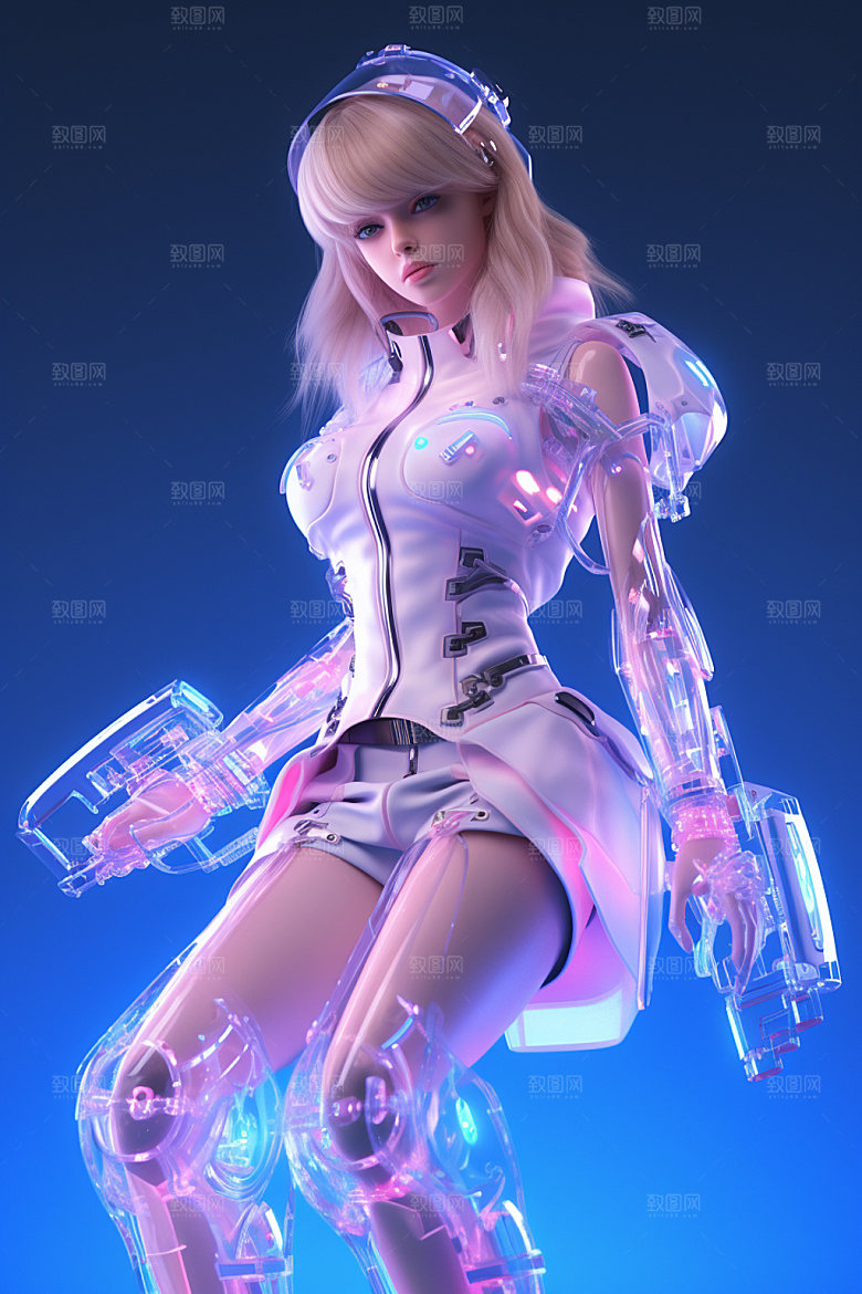 机甲少女3D赛博朋克模型