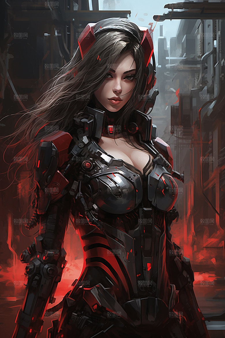 机甲少女赛博朋克生态模型