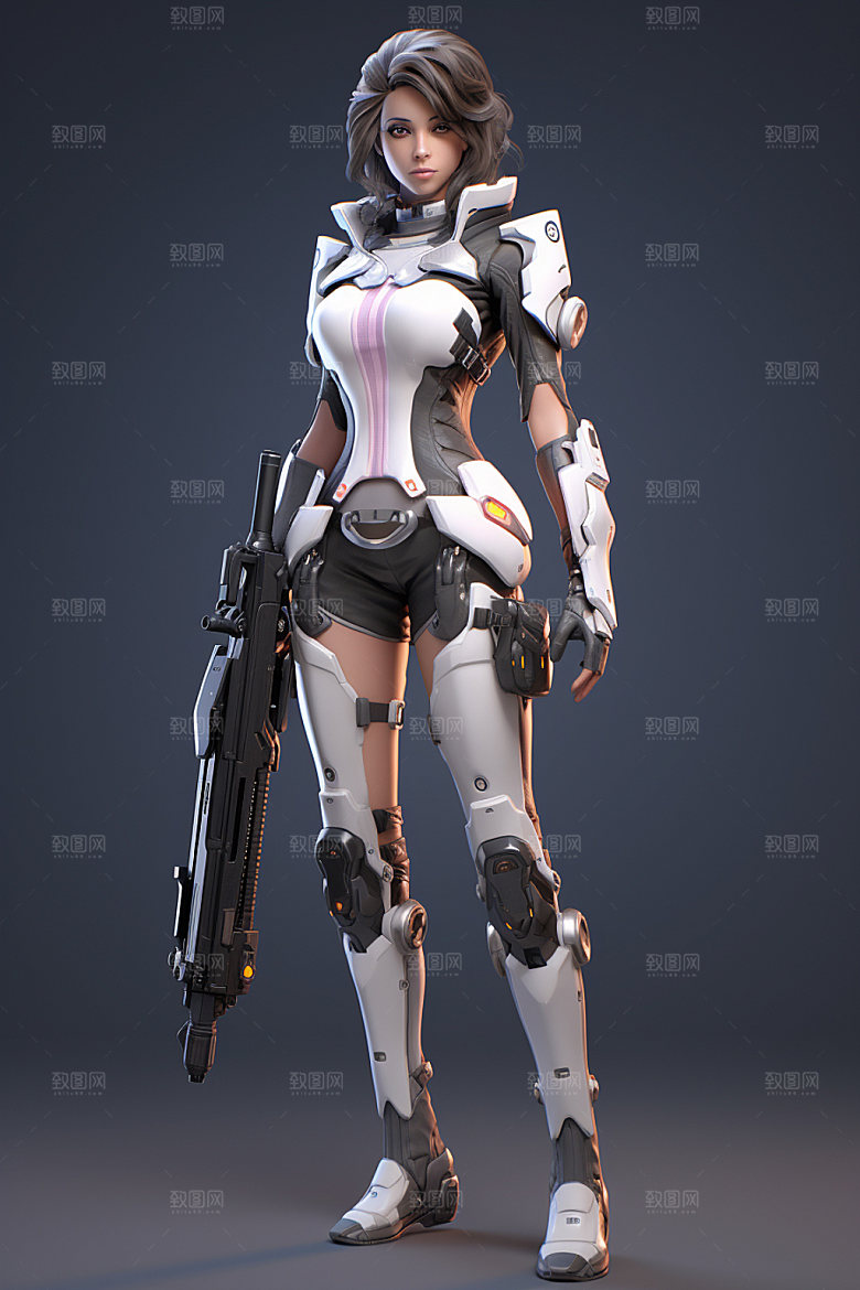 机甲少女人物生化科技模型
