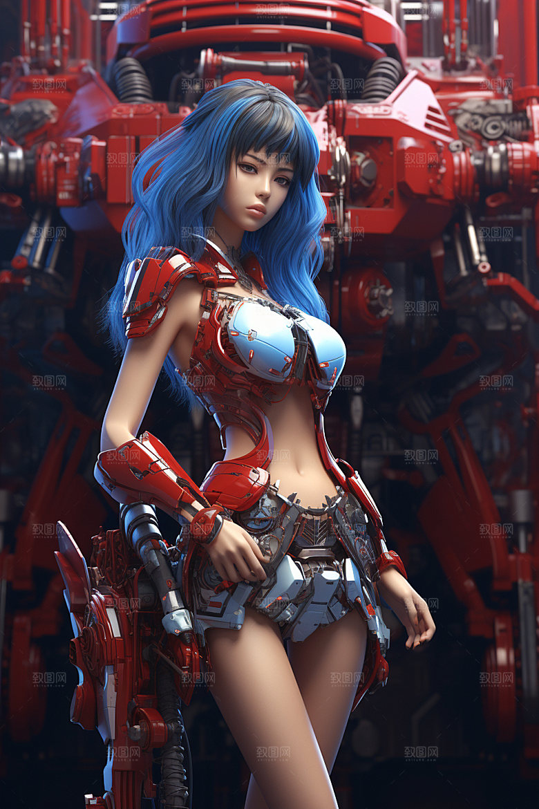 机甲少女科学效果图模型