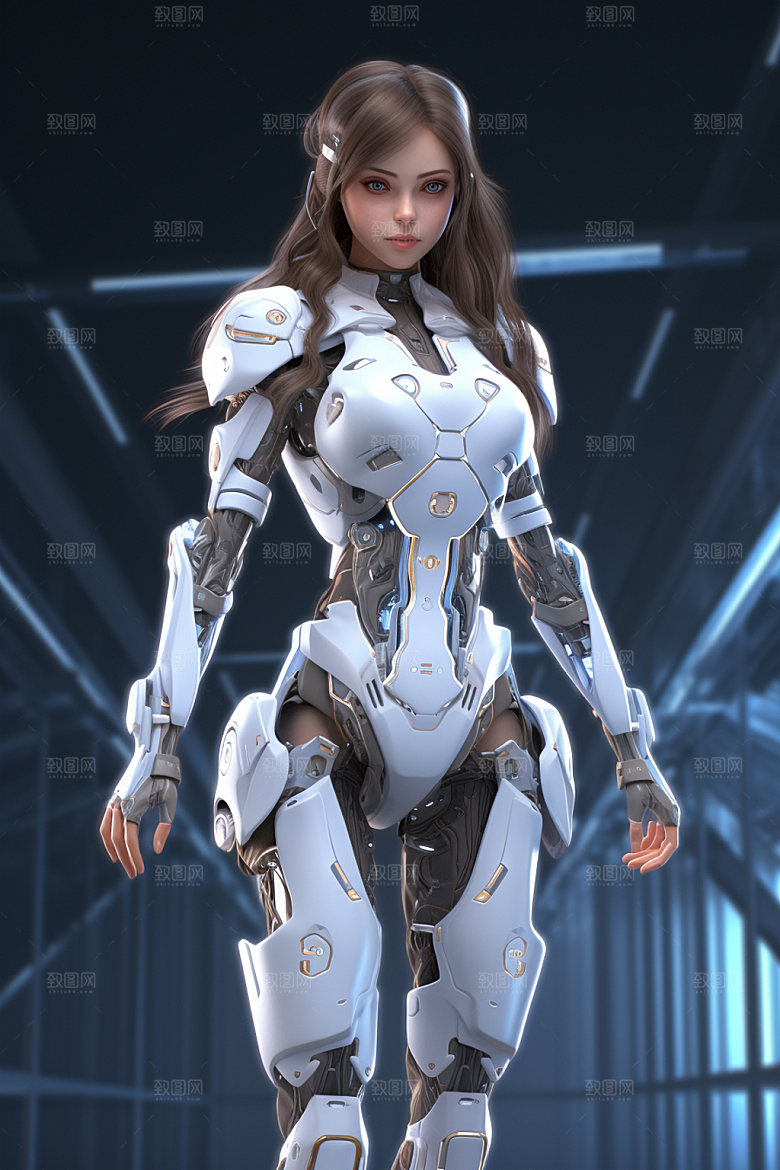 机甲少女战士赛博朋克模型