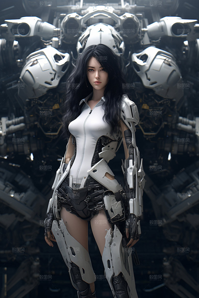 机甲少女赛博朋克科学模型