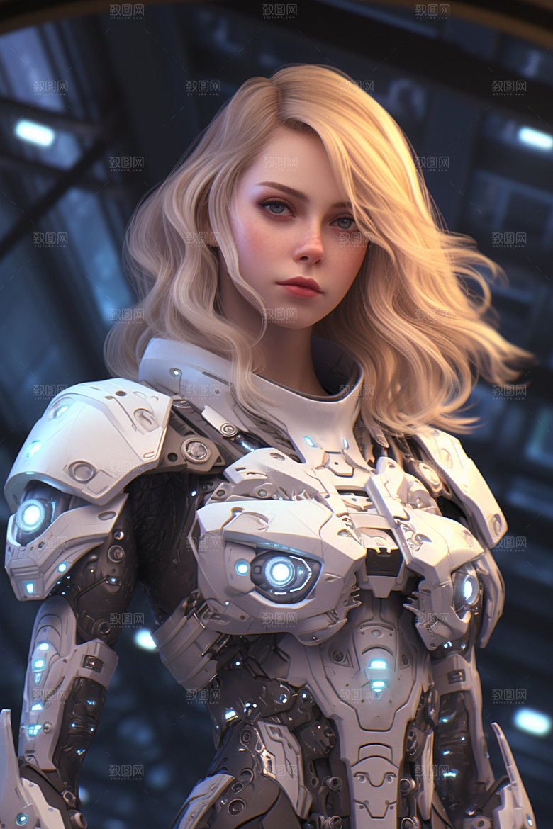 机甲少女生态科幻模型