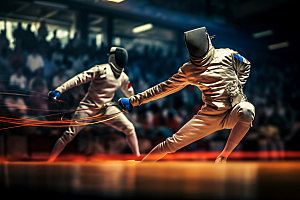 击剑体育比赛竞技场摄影图
