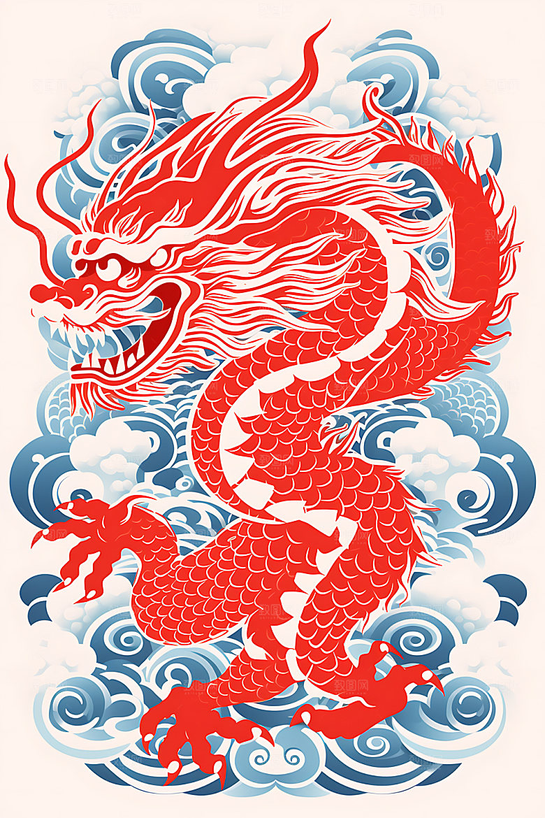 中国龙龙年精致剪纸