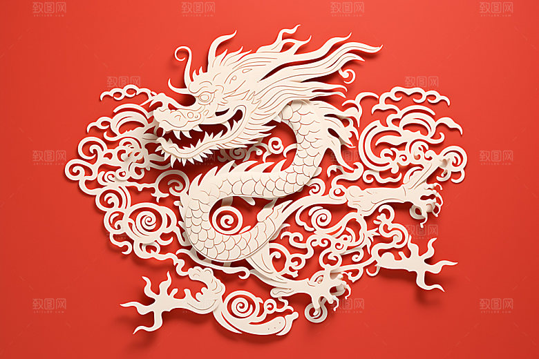 中国龙蟠龙生肖龙剪纸