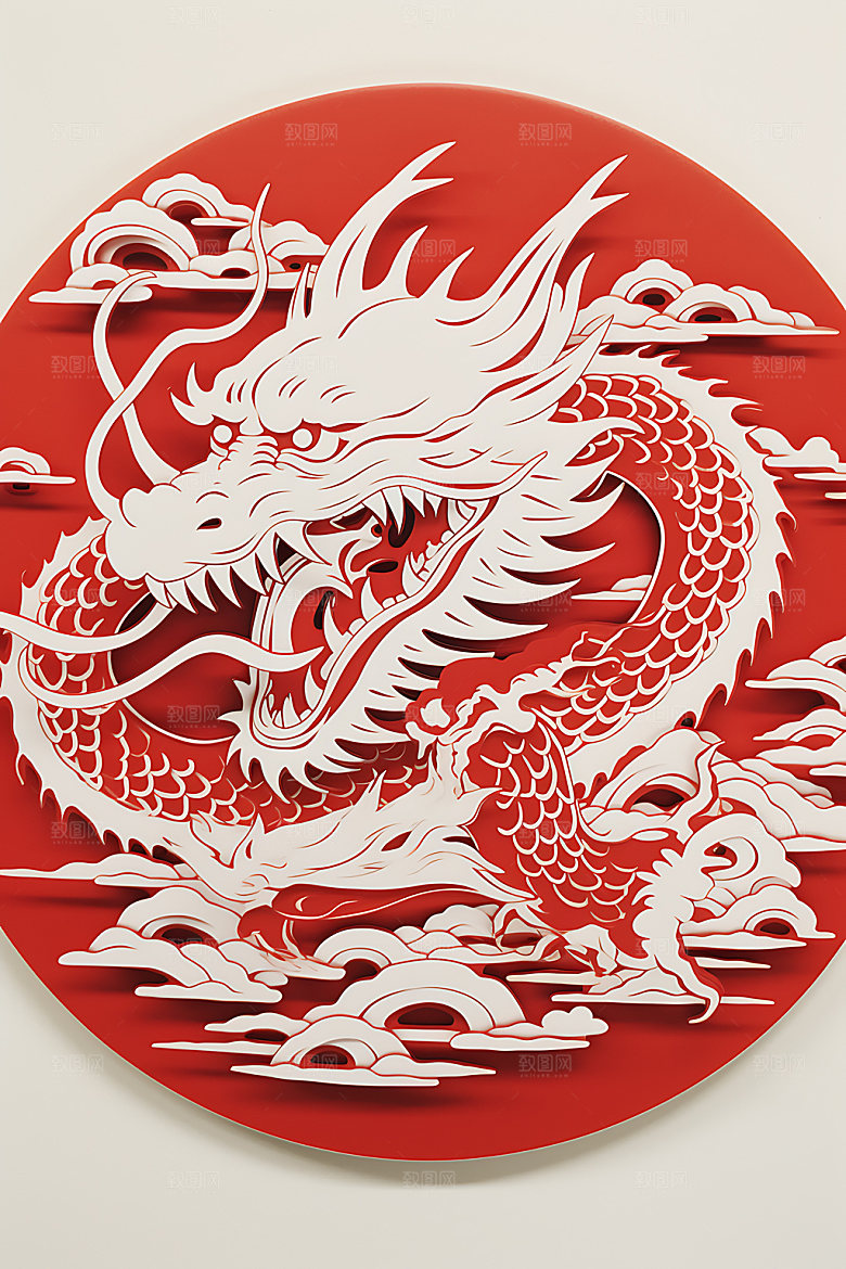 中国龙喜庆精致剪纸