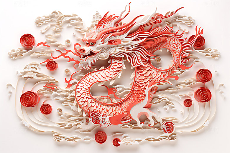 中国龙立体雕花剪纸