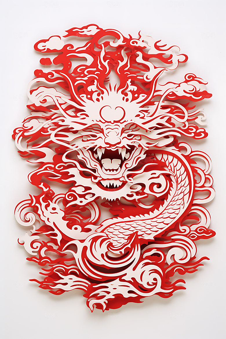 中国龙立体雕花剪纸