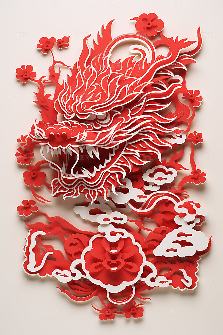 中国龙喜庆精致剪纸