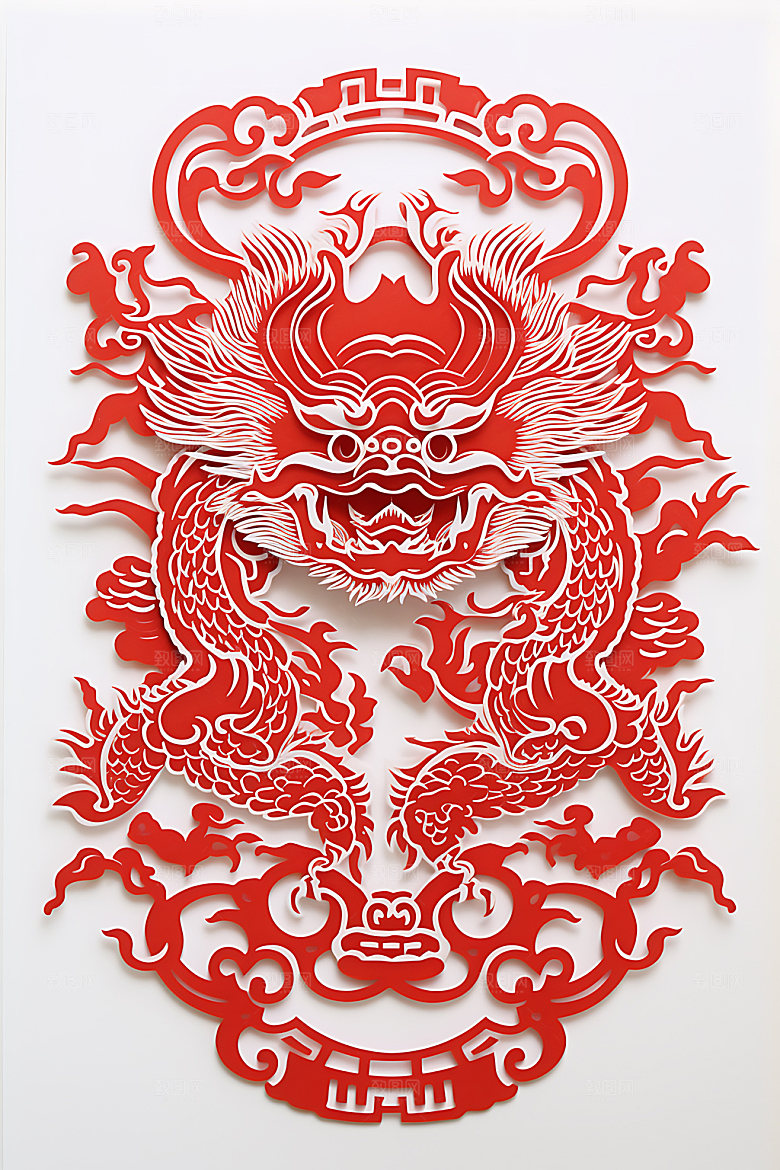 中国龙喜庆雕花剪纸