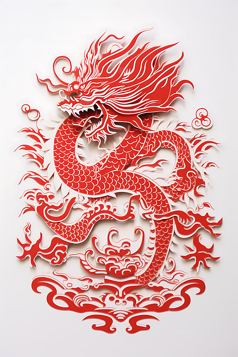 中国龙精致十二生肖剪纸