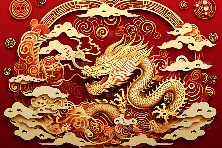 中国龙喜庆雕花剪纸