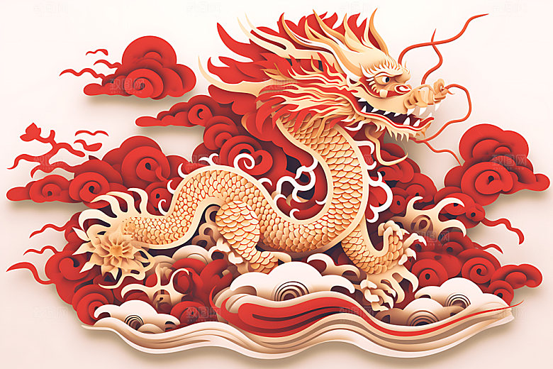 中国龙十二生肖蟠龙剪纸