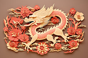 中国龙精致雕花剪纸
