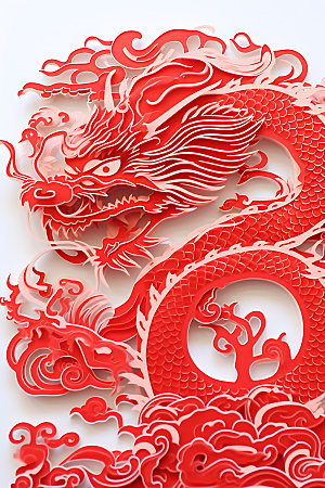 中国龙生肖龙雕花剪纸