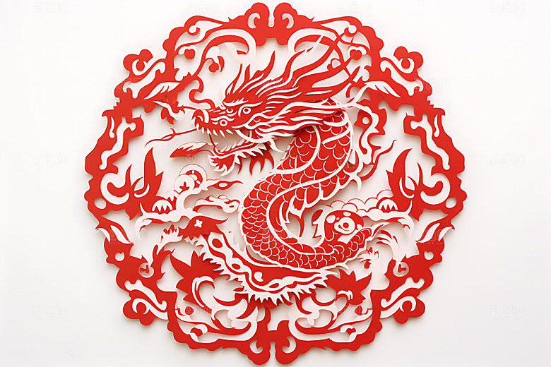 中国龙十二生肖龙年剪纸