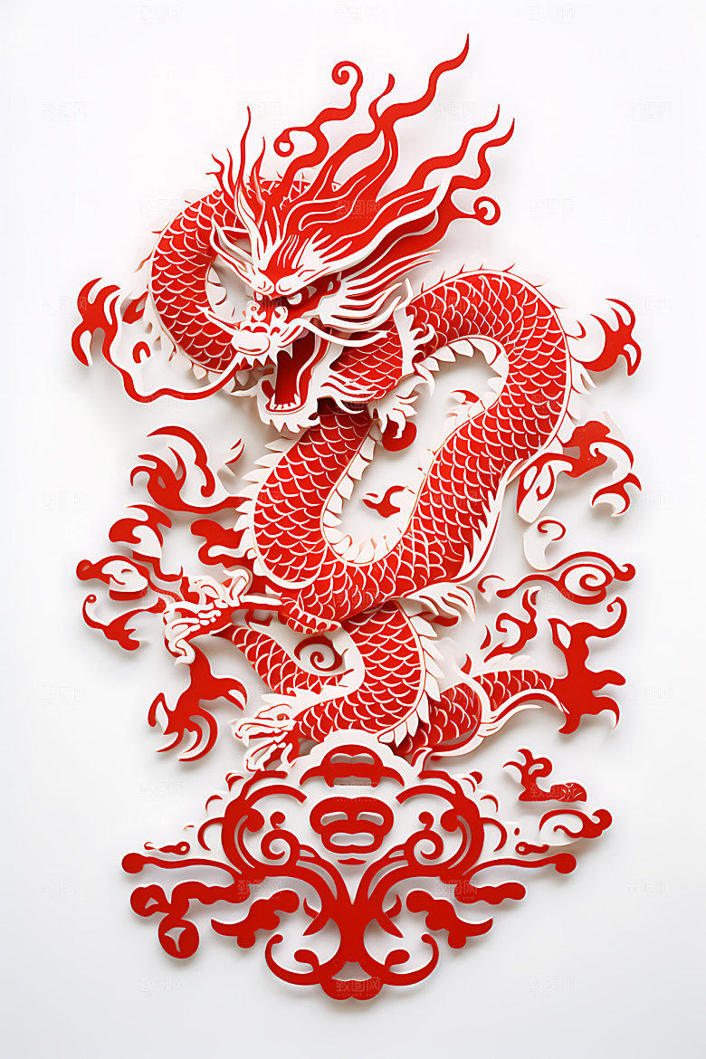 中国龙喜庆龙年剪纸