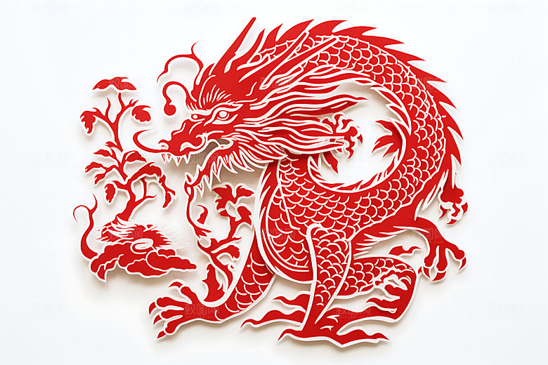 中国龙十二生肖精致剪纸