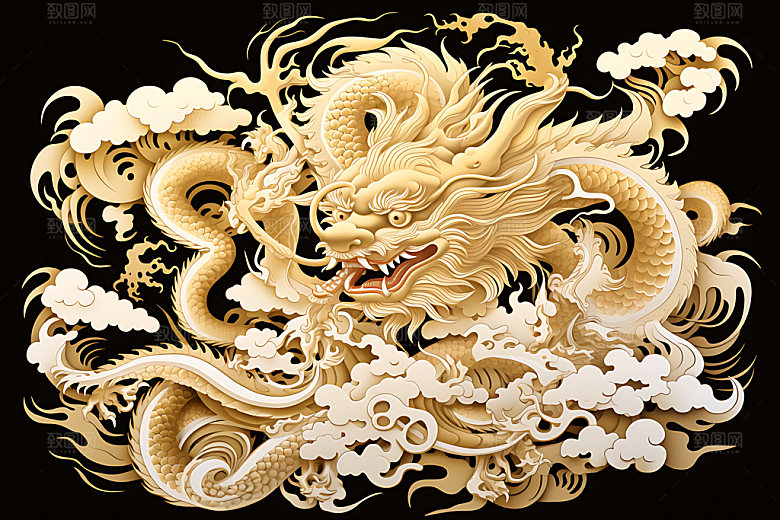 中国龙精致生肖龙剪纸