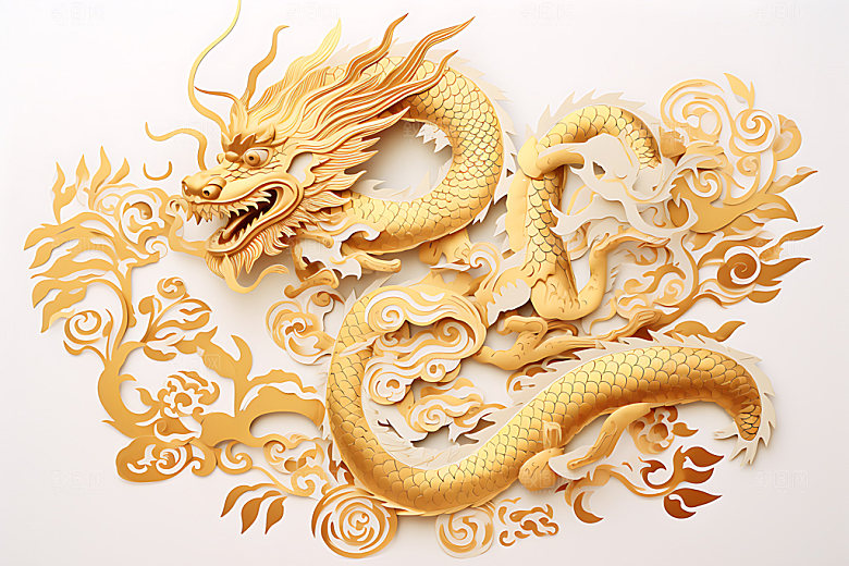 中国龙生肖龙雕花剪纸