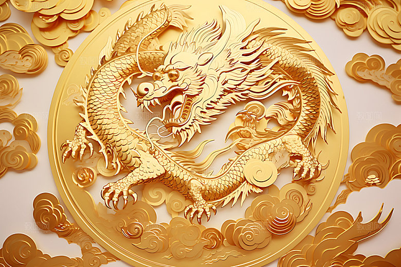中国龙龙年十二生肖剪纸