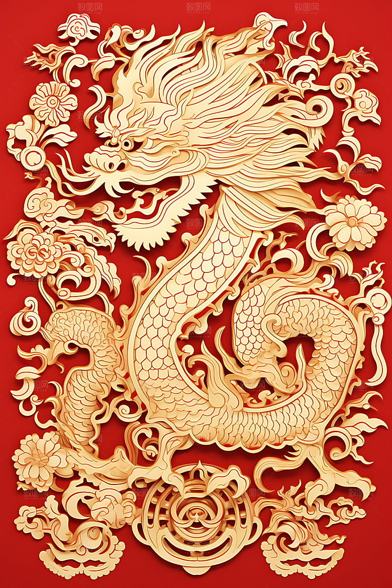 中国龙精致喜庆剪纸