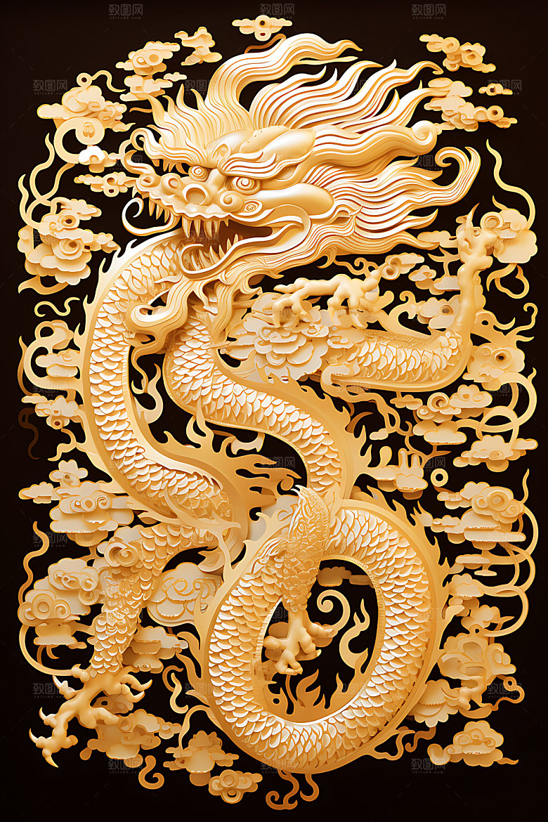 中国龙蟠龙十二生肖剪纸