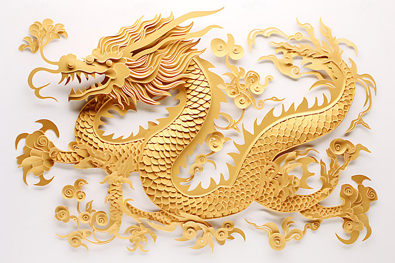 中国龙生肖龙雕花剪纸