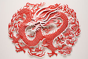 中国龙雕花十二生肖剪纸