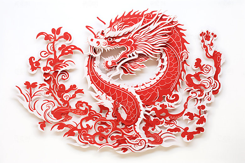 中国龙十二生肖立体剪纸