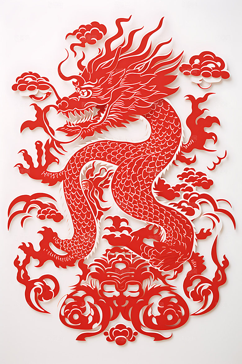 中国龙十二生肖生肖龙剪纸