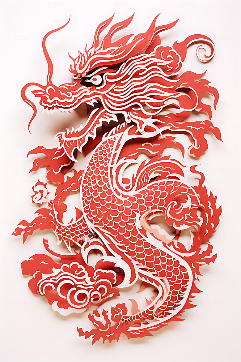 中国龙喜庆立体剪纸