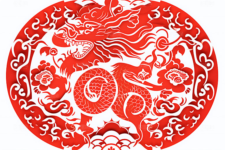 中国龙精致蟠龙剪纸