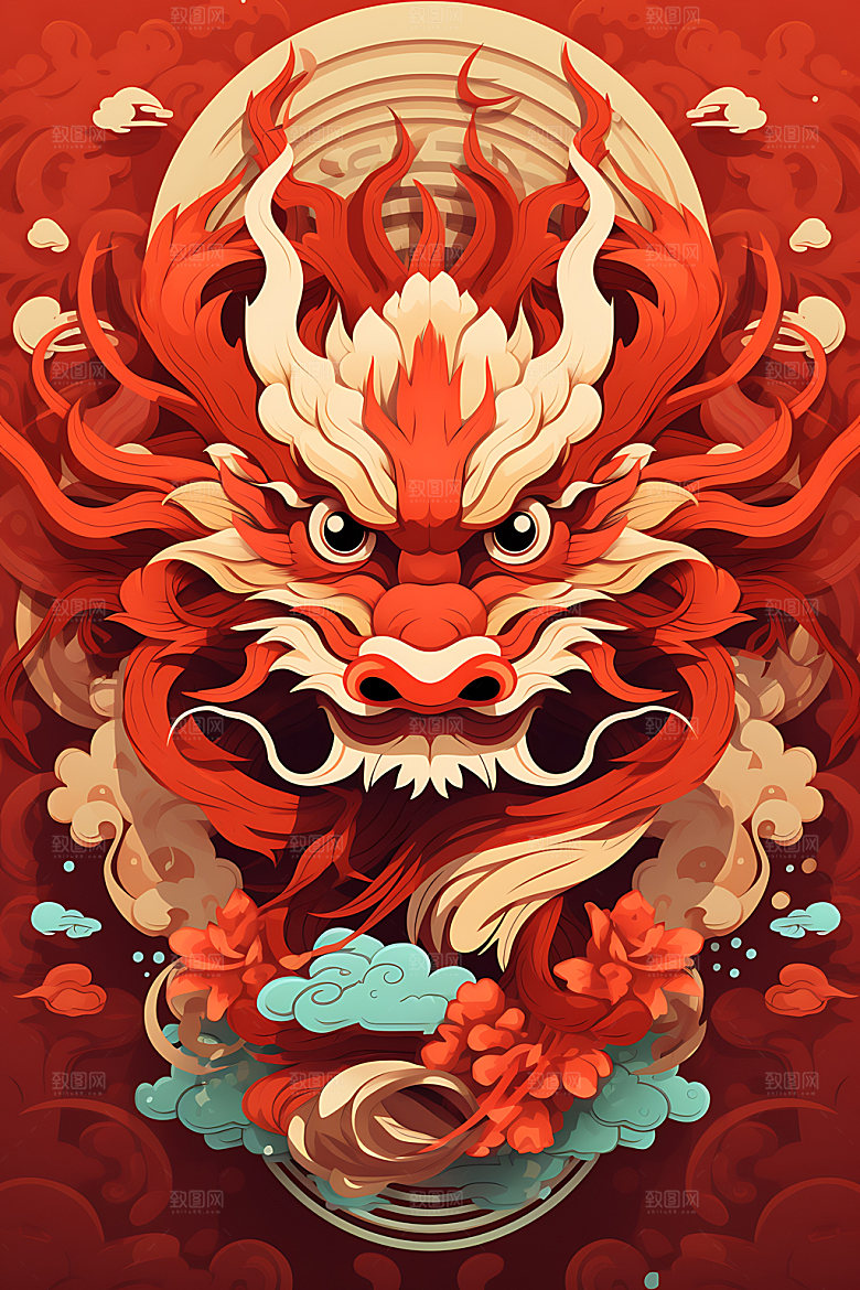 中国龙立体精致剪纸