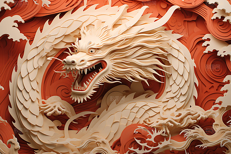 中国龙立体精致剪纸