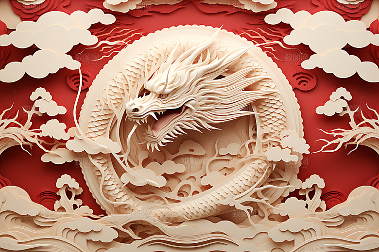 中国龙精致蟠龙剪纸