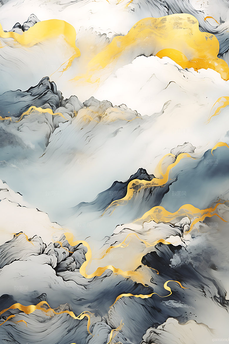 金箔山水大气高端装饰画
