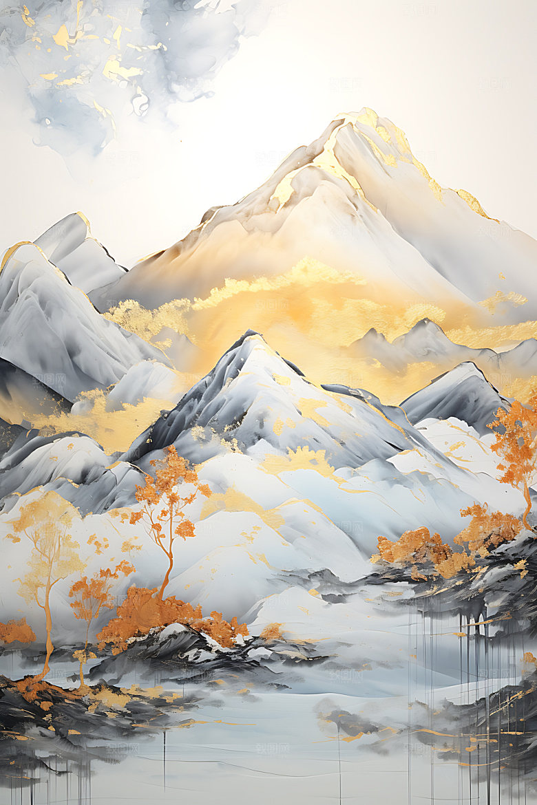 金箔山水雅致大气装饰画
