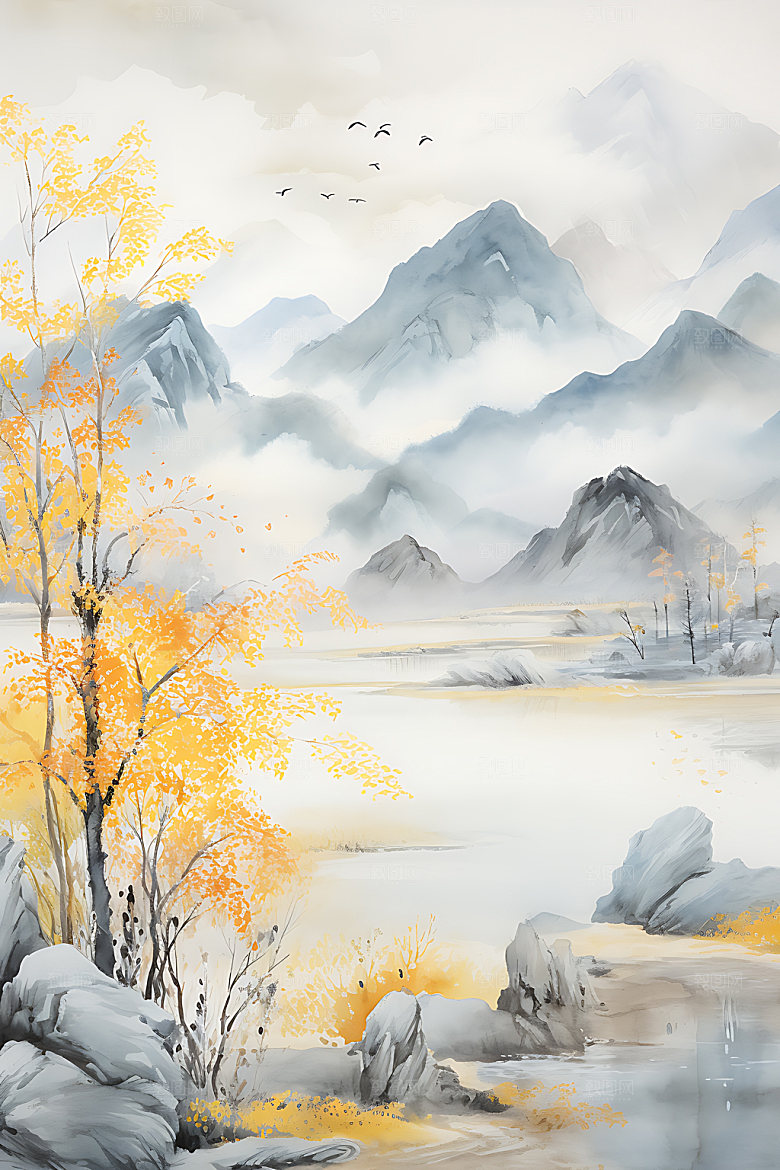 金箔山水大气高端装饰画